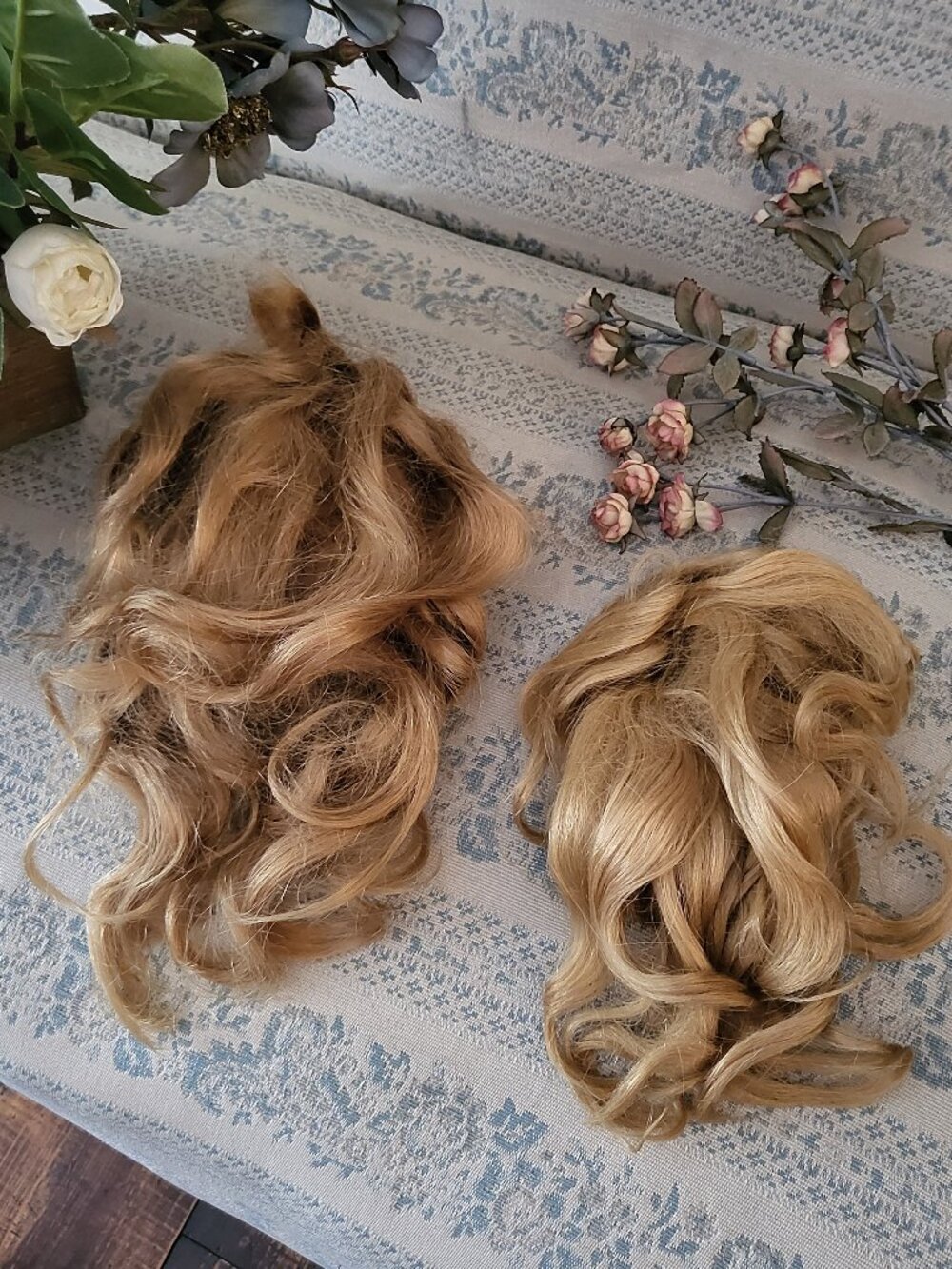 Vintage Lot of 2 100% Human Hair Crown Topper Wiglet Blonde Pieces 70s